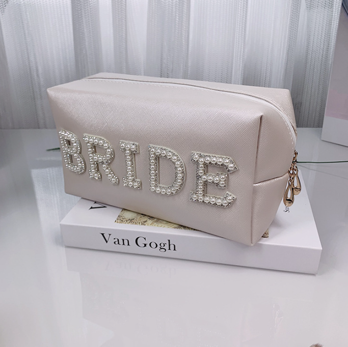 Bride Patch Letter Makeup Bag for Women Bridesmaid Engagemen